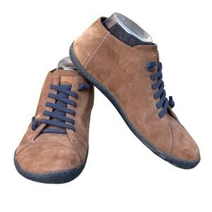 CAMPER Womens 9 Peu‎ Barefoot Walking Sneaker Shoe Brown Leather Nubuck Slip On